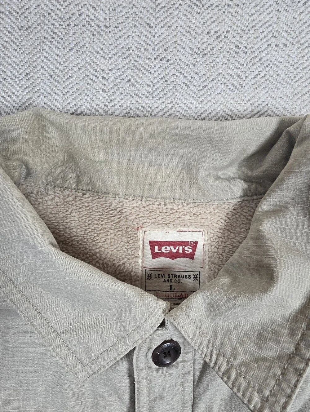 Levi's Men's Sherpa-Lined Canvas Worker Shirt Jacket - Size Large - Picture 4 of 7